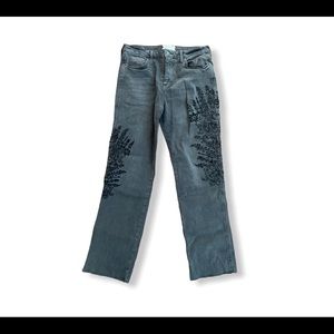 Free People Grey Embroidered Boyfriend Jeans 28